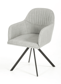 Gray And Black Upholstered Fabric Dining Arm Chair