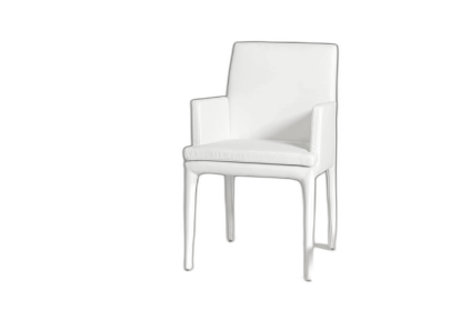 White Upholstered Faux Leather Dining Arm Chair
