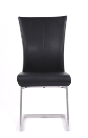 Set of Two Black And Silver Upholstered Dining Side Chairs