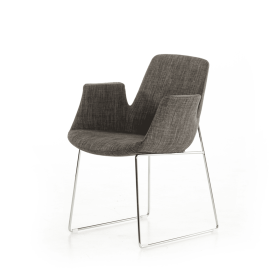 Gray And Silver Upholstered Polyester Dining Arm Chair