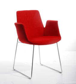 Red And Silver Upholstered Dining Arm Chair