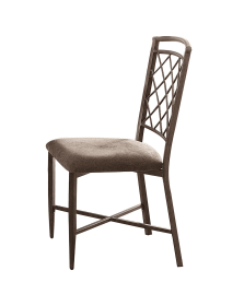Set of Two Brown Upholstered Fabric Cross Back Dining Side Chairs