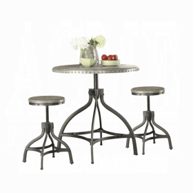 36" X 36" X 36" 3Pc Pack Gray Oak Adjustable Counter Height Dining Set