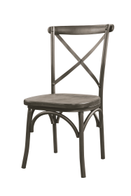 Set of Two Gray And Ash Gray Wood Cross Back Dining Side Chairs