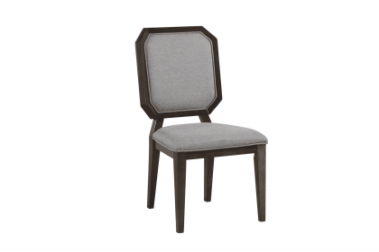 Set of Two Gray And Brown Upholstered Fabric Dining Side Chairs