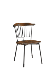 Set of Two Brown And Black Wood Windsor Back Dining Side Chairs