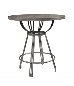 36" X 36" X 36" Gray Oak Gunmetal Metal Wood 5Pc Pk Counter Height Set