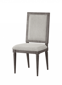 Set of Two Light Gray And Gray Upholstered Fabric Dining Side Chairs