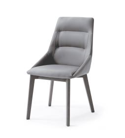 Set of Two Gray Upholstered Faux Leather Dining Side Chairs