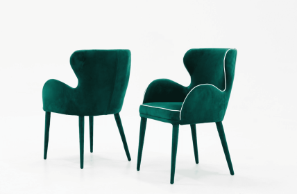 Modern Green Velvet With White Dining Or Side Chair