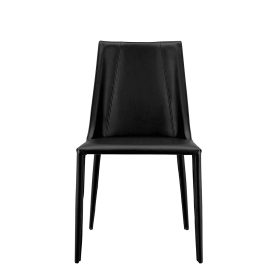 Sleek All Black Faux Leather Dining or Side Chair