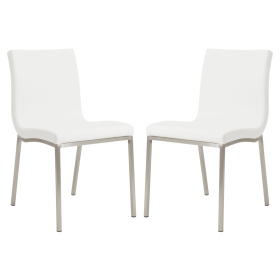 Set of Two Minimalist White Faux Faux Leather Chairs