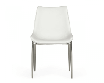 Set of Two White Faux Leather Modern Dining Chairs
