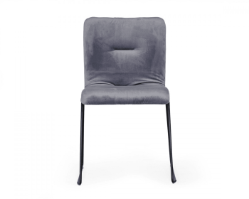 Set of Two Gray Velvet Dining Chairs