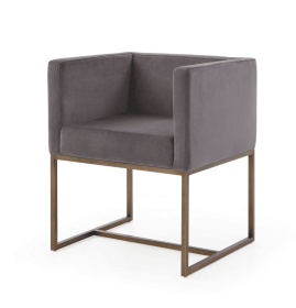Dark Gray Velvet Antique Brass Dining Chair
