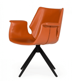 Cognac Faux Leather Dining Chair