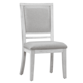 Sunset Trading Dover Dining Side Chair | Padded Upholstered Seat & Back | Set of 2 | Cerused White Oak Wood