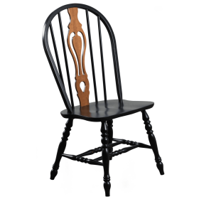 Sunset Trading Black Cherry Selections Keyhole Windsor Dining Side Chairs | Antique Black Cherry Distressed Solid Wood | Set of 2 | Fully Assembled