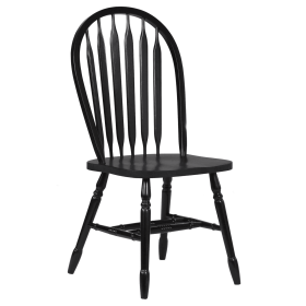 Sunset Trading Selections Windsor Arrowback Dining Side Chair | Antique Black Cherry Distressed Solid Wood | Set of 2 Fully Assembled Sidechairs