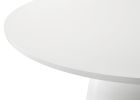 Jasper 59" White 3 Piece Round Dining Table Set with Gray Barrel Chairs