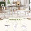 TOPMAX 6-peice Dining Set with Turned Legs, Kitchen Table Set with Upholstered Dining Chairs and Bench,Retro Style, White
