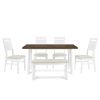 TOPMAX Farmhouse 6-Piece Wood Dining Table Set with 4 Upholstered Chairs and Bench, White