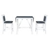 TOPMAX 3-Piece Wood Counter Height Drop Leaf Dining Table Set with 2 Upholstered Dining Chairs for Small Place, White+Gray