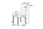 Modern Classic Dining Room Furniture Natural Wooden Rectangle Top Dining Table 6x Side Chairs Gray Fabric Nail heads Trim and Storage Shelve 7pc Dinin