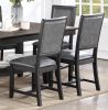 Contemporary Dining Room 7pc Set Grey Finish PU Dining Table w Shelf and 6x Side Chairs Fabric Upholstered seats Back Chairs