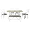 TOPMAX 6 Piece Dining Table Set Wood Dining Table and chair Kitchen Table Set with Table, Bench and 4 Chairs, Rustic Style,White+Gray
