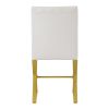 TREXM 7-Piece Modern Dining Table Set, Rectangular Marble Texture Kitchen Table and 6 PU leather Chairs with X-Shaped Gold Steel Pipe Legs for Dining