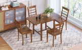 TOPMAX 5-Piece Wood Square Drop Leaf Breakfast Nook Extendable Dining Table Set with 4 Ladder Back Chairs for Small Places, Brown