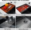 36 Inch Apron Front Workstation Farmhouse Sink 16 Guage Gunmetal Matte Black Stainless Steel Kitchen Sink Single Bowl Farm Sink
