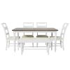 TOPMAX 6-peice Dining Set with Turned Legs, Kitchen Table Set with Upholstered Dining Chairs and Bench,Retro Style, White
