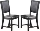 Contemporary Dining Room 7pc Set Grey Finish PU Dining Table w Shelf and 6x Side Chairs Fabric Upholstered seats Back Chairs