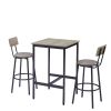 Bar Table Set with 2 Bar stools PU Soft seat with backrest, Grey, 23.62'' W x 23.62'' D x 35.43'' H