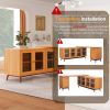 66.5" Modern L-shaped Executive Desk with delicate tempered glass Cabinet Storage,Large Office Desk with Drawers,Business Furniture Desk Workstation f