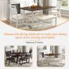 TOPMAX Farmhouse 6-Piece Wood Dining Table Set with 4 Upholstered Chairs and Bench, White