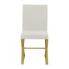 TREXM 7-Piece Modern Dining Table Set, Rectangular Marble Texture Kitchen Table and 6 PU leather Chairs with X-Shaped Gold Steel Pipe Legs for Dining
