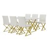 TREXM 7-Piece Modern Dining Table Set, Rectangular Marble Texture Kitchen Table and 6 PU leather Chairs with X-Shaped Gold Steel Pipe Legs for Dining