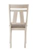 6pc Cottage Style Extendable Dining Table Set Chalk Gray Tow Tone Finish Upholstered Chair Bench Dining Room Wooden Furniture Two Self-Storing Refecto