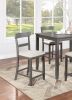 Classic Stylish Gray Natural Finish 5pc Counter Height Dining Set Kitchen Wooden Top Table and Chairs Cushions Seats Ladder Back Chair Dining Room