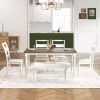 TOPMAX 6-peice Dining Set with Turned Legs, Kitchen Table Set with Upholstered Dining Chairs and Bench,Retro Style, White