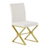 TREXM 7-Piece Modern Dining Table Set, Rectangular Marble Texture Kitchen Table and 6 PU leather Chairs with X-Shaped Gold Steel Pipe Legs for Dining