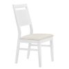 TOPMAX Farmhouse 6-Piece Wood Dining Table Set with 4 Upholstered Chairs and Bench, White