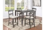 Classic Stylish Gray Natural Finish 5pc Counter Height Dining Set Kitchen Wooden Top Table and Chairs Cushions Seats Ladder Back Chair Dining Room