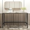 TOPMAX Counter Height Extra Long Dining Table Set with 3 Stools Pub Kitchen Set Side Table with Footrest, Gray