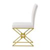 TREXM 7-Piece Modern Dining Table Set, Rectangular Marble Texture Kitchen Table and 6 PU leather Chairs with X-Shaped Gold Steel Pipe Legs for Dining