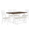 TOPMAX Farmhouse 6-Piece Wood Dining Table Set with 4 Upholstered Chairs and Bench, White