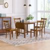 TOPMAX 5-Piece Wood Square Drop Leaf Breakfast Nook Extendable Dining Table Set with 4 Ladder Back Chairs for Small Places, Brown